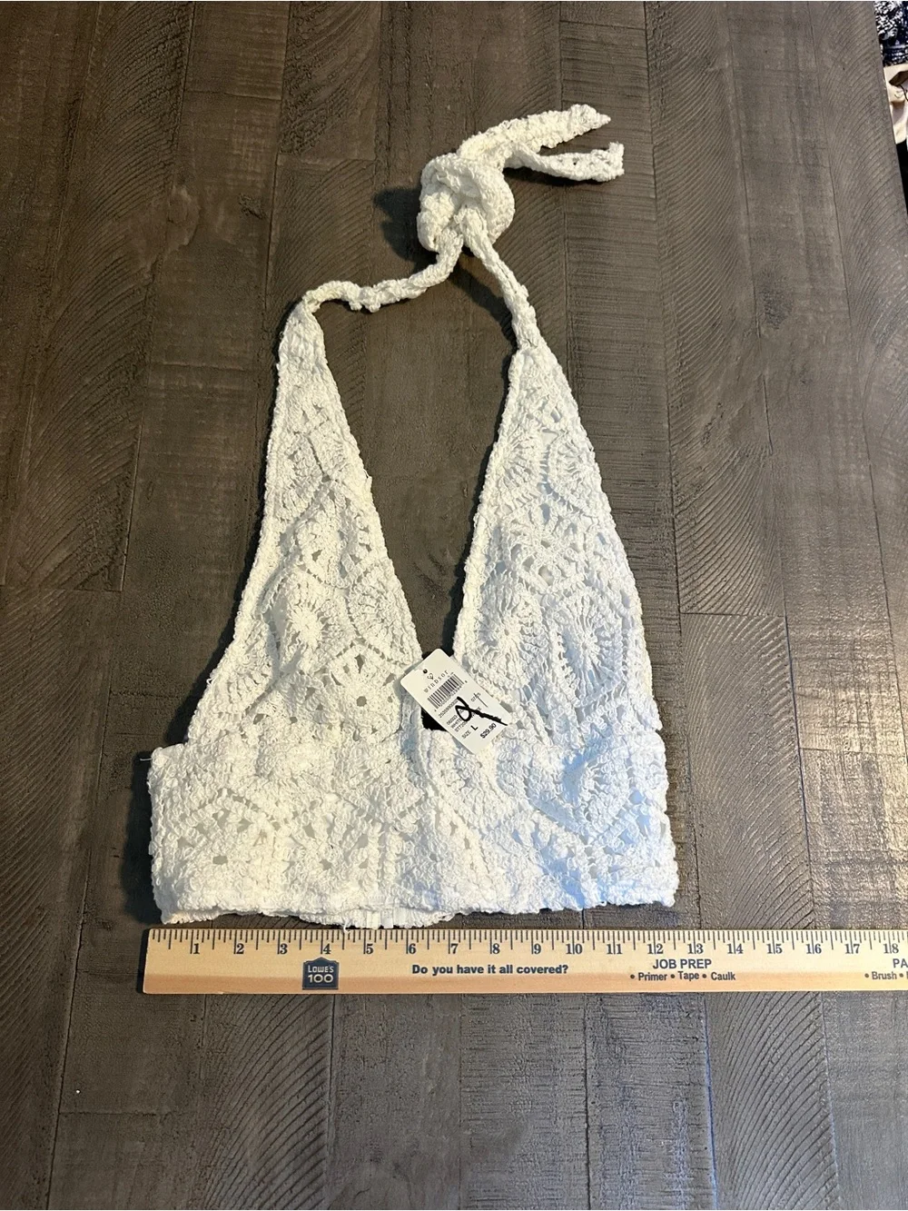 NWT Windsor Womens White Crochet Halter Crop Top Large - Picture 7 of 10